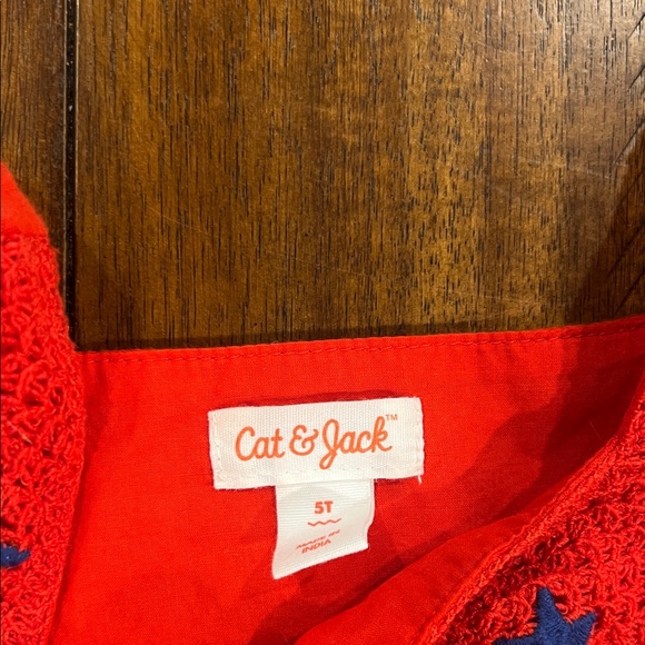 Red Star Embroidered Tank Top and Shorts Set Girls Cat and Jack 5T Fourth July - Picture 3 of 4